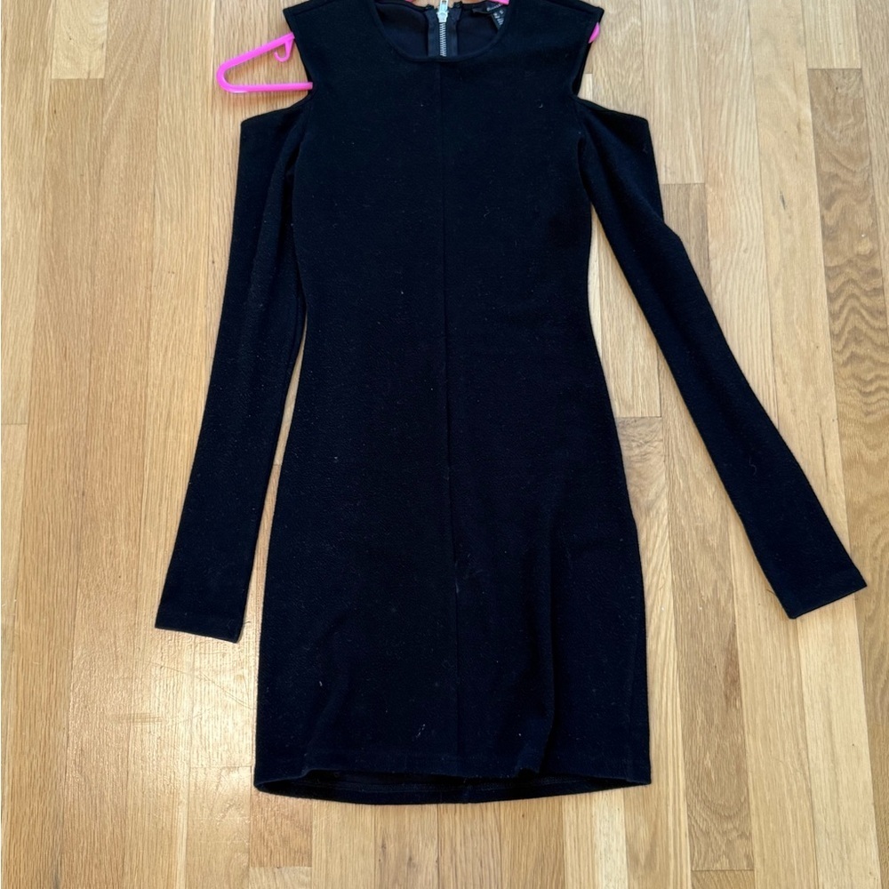 Black Cold Shoulder Long Sleeve Bodycon Mini Dress Small Bloomingdale’s - Picture 2 of 5